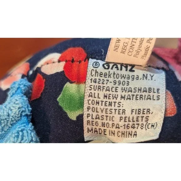 Ganz Matees Blue Green Floral Terry Cloth Pirate Plush Stuffed Toy 9" - Picture 7 of 9